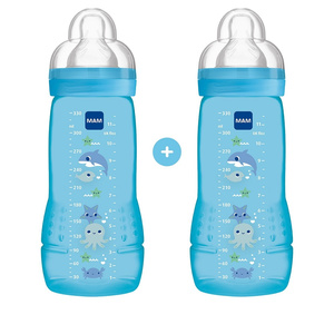 Easy Active Baby Bottle Πλαστικό Μπιμπερό Θηλή Σιλικόνης Αγόρι 4m+ 330ml 2τμχ 365SB