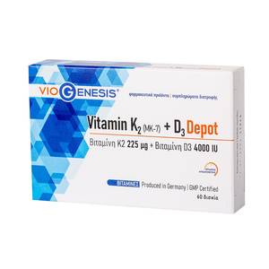 Vitamin K2 (MK-7) 225μg + Vitamin D3 4000iu Depot 60tabs