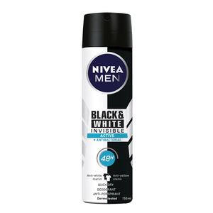 Men Deo Black & White Invisible Active + Antibacterial Spray Αντρικό Αποσμητικό 150ml