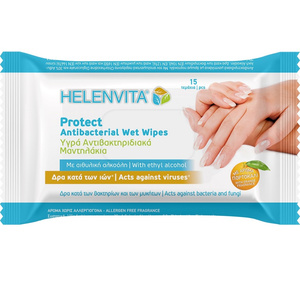 Protect Antibacterial Wet Wipes Υγρά Αντιβακτηριδιακά Μαντηλάκια 15τμχ