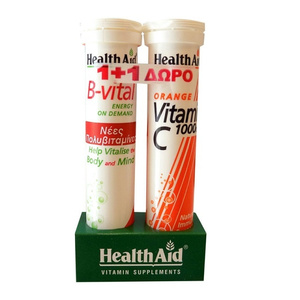B-Vital 20 Αναβράζοντα Δισκία & Δώρο Vitamin C 1000mg Με Πορτοκάλι 20 Αναβράζοντα Δισκία