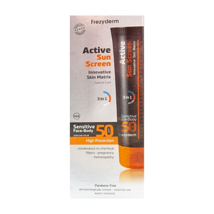 Active Sun Screen Sensitive Face-Body Ενεργό Αντηλιακό Προσώπου - Σώματος SPF50 150ml