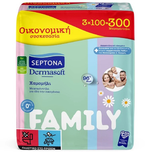 Promo Dermasoft Family - Μωρομάντηλα με Χαμομήλι 300τμχ (3 x 100τμχ)