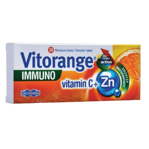 Vitorange Immuno Vitamin C + Zn 30 Mασώμενες Ταμπλέτες