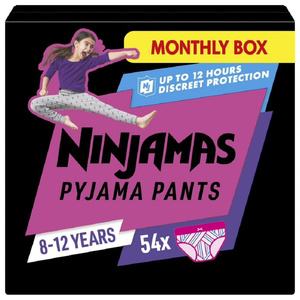 Ninjamas Monthly Pack Πάνες - Βρακάκι Για Κορίτσι (8-12 Χρονών) 54τμχ