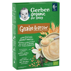 Gerber Βιολογικά Δημητριακά Σιτάρι & Βρώμη Με Γεύση Βανίλιας 200g