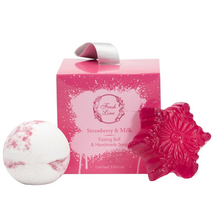 Promo Limited Edition Φράουλα & Γάλα Χειροποίητο Σαπούνι 100g & Χειροποίητη Αναβράζουσα Μπάλα 120g