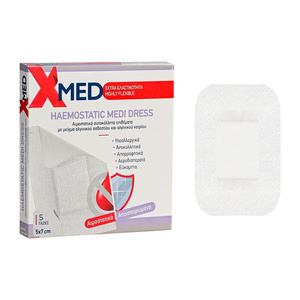 X-Med Haemostatic Medi Dress Αιμοστατικά Aυτοκόλλητα 5x7cm 5τμχ