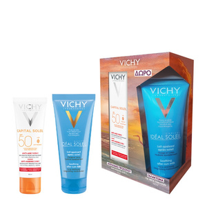 Promo Ideal Soleil SPF50 Anti-ageing 3in1 Antioxidant Care 50ml & Δώρο Vichy Capital Soleil After-Sun Milk 100ml